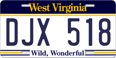 WV license plate DJX518