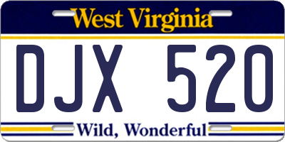 WV license plate DJX520