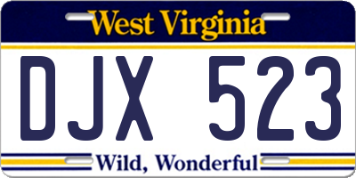 WV license plate DJX523