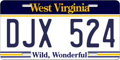 WV license plate DJX524