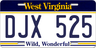 WV license plate DJX525