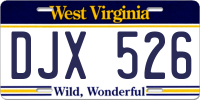 WV license plate DJX526