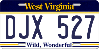 WV license plate DJX527