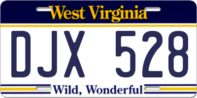 WV license plate DJX528