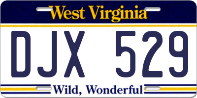 WV license plate DJX529