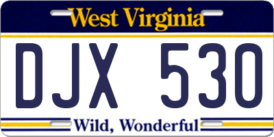 WV license plate DJX530