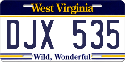 WV license plate DJX535