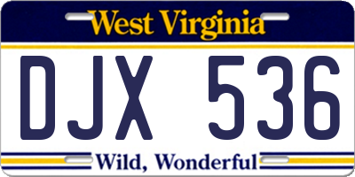 WV license plate DJX536