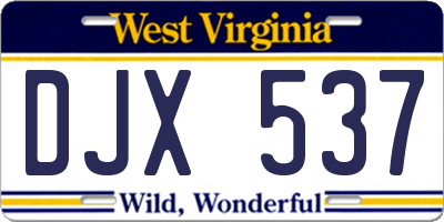 WV license plate DJX537