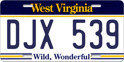 WV license plate DJX539