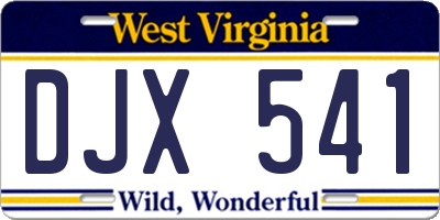 WV license plate DJX541