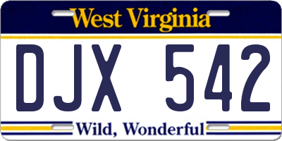 WV license plate DJX542