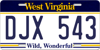 WV license plate DJX543