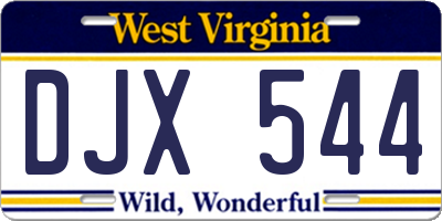 WV license plate DJX544