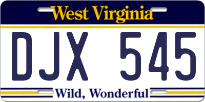 WV license plate DJX545
