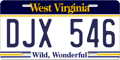 WV license plate DJX546