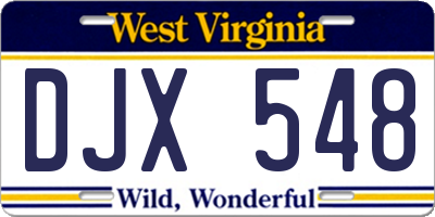 WV license plate DJX548