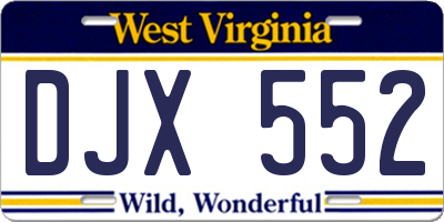 WV license plate DJX552