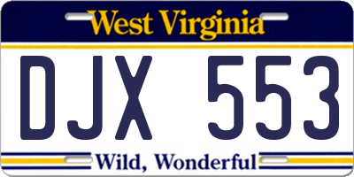 WV license plate DJX553