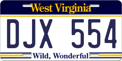 WV license plate DJX554