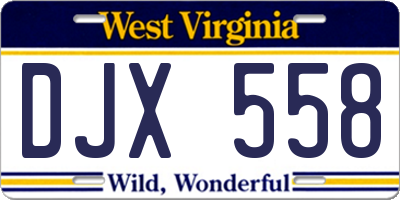 WV license plate DJX558