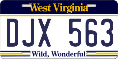 WV license plate DJX563