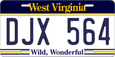 WV license plate DJX564