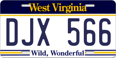 WV license plate DJX566