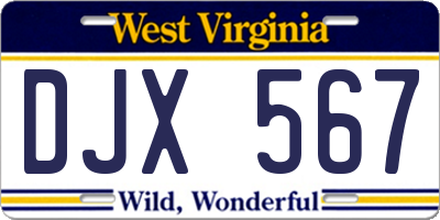 WV license plate DJX567