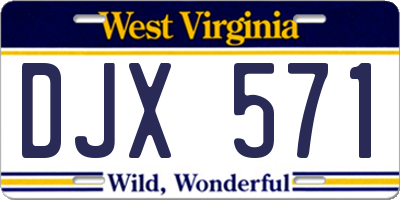 WV license plate DJX571