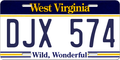 WV license plate DJX574