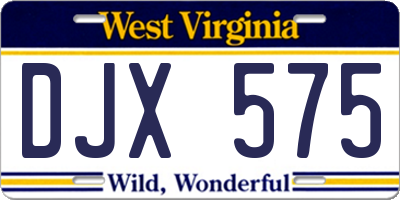 WV license plate DJX575