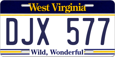 WV license plate DJX577