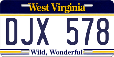 WV license plate DJX578