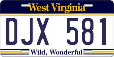 WV license plate DJX581