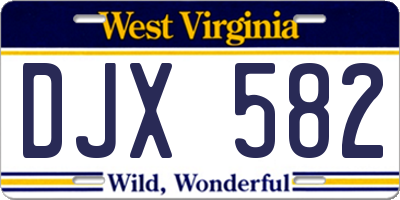 WV license plate DJX582