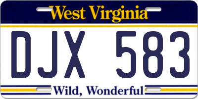 WV license plate DJX583