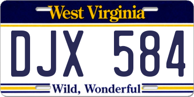 WV license plate DJX584