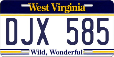 WV license plate DJX585