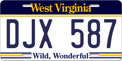 WV license plate DJX587