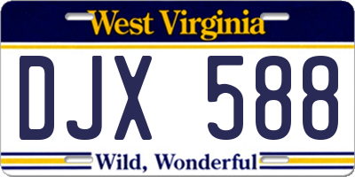 WV license plate DJX588