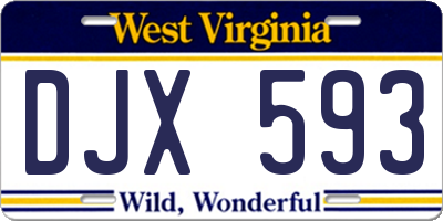 WV license plate DJX593