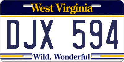 WV license plate DJX594