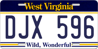 WV license plate DJX596