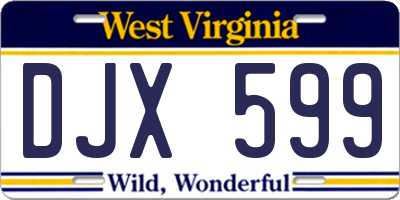 WV license plate DJX599