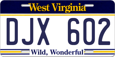 WV license plate DJX602