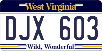 WV license plate DJX603