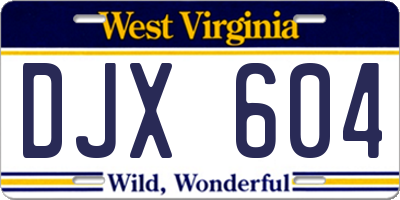 WV license plate DJX604