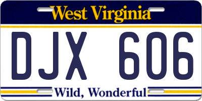 WV license plate DJX606