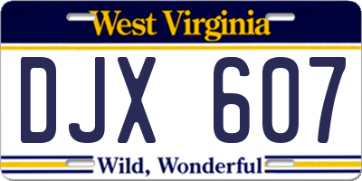 WV license plate DJX607